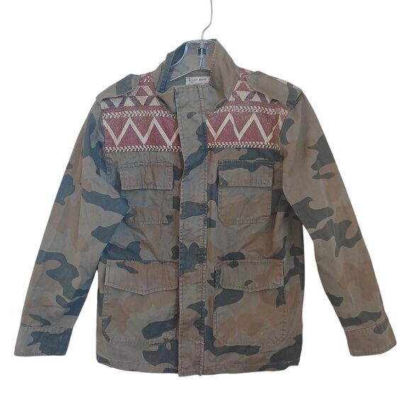 Lucky Brand Jackets & Blazers - Lucky Brand Camo Jacket Southwest Aztec Detail Green Zip Snap Pockets Womens Med